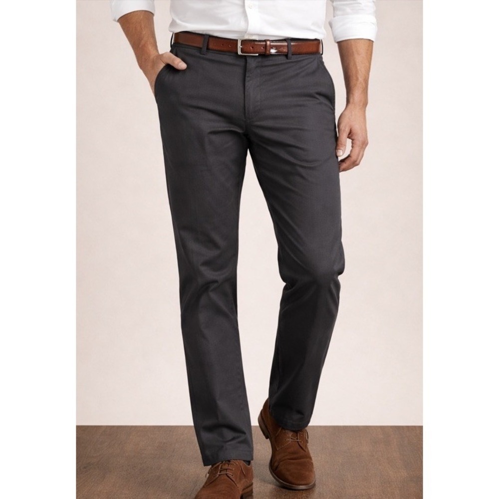Bonobos Men's Dark Gray Chino Pants 40x32 Slim Fit Flat Front Dress Casual